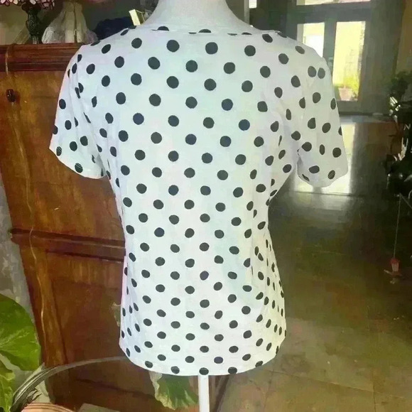 Ann Taylor white with black polka tot tee. Excellent condition. Medium. - Picture 5 of 8